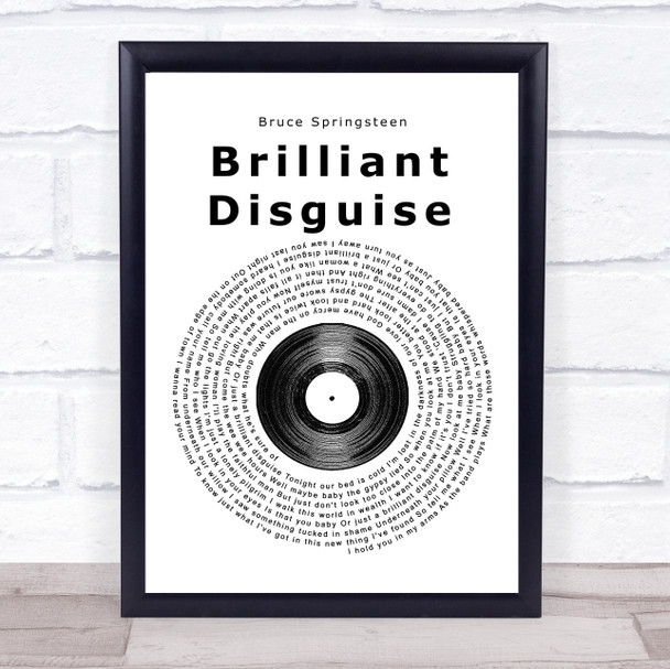 Bruce Springsteen Brilliant Disguise Vinyl Record Song Lyric Quote Print