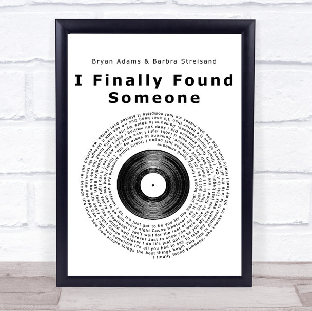 Bryan Adams & Barbra Streisand I Finally Found Someone Vinyl Record Song Print