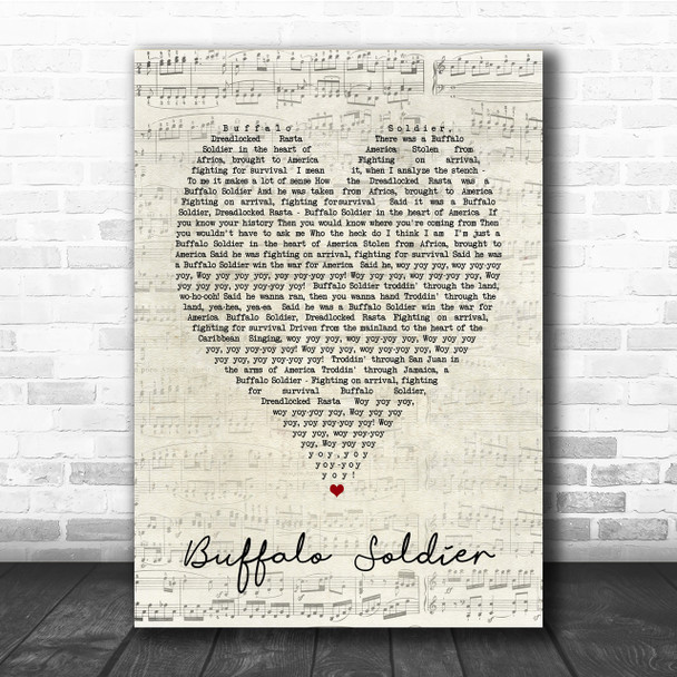 Buffalo Soldier Bob Marley Script Heart Quote Song Lyric Print