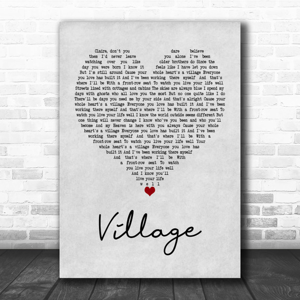 Cam Village Grey Heart Quote Song Lyric Print