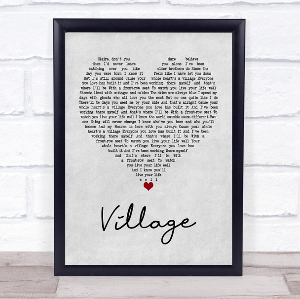 Cam Village Grey Heart Quote Song Lyric Print