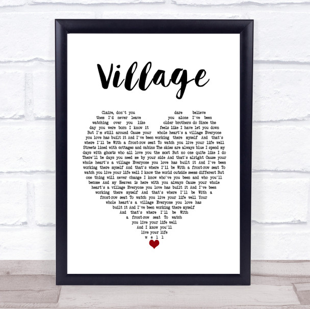 Cam Village Heart Song Lyric Quote Print