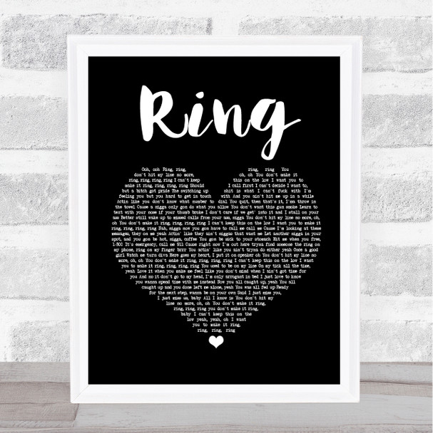 Cardi B Ring Black Heart Song Lyric Quote Print