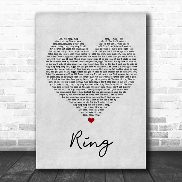 Cardi B Ring Grey Heart Quote Song Lyric Print