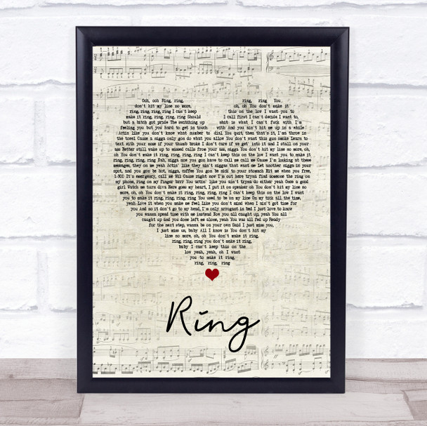 Cardi B Ring Script Heart Quote Song Lyric Print