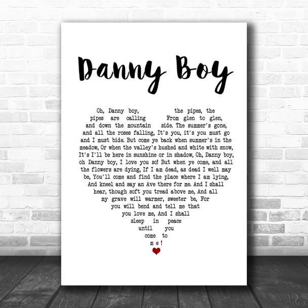 Celtic Woman Danny Boy Heart Song Lyric Quote Print