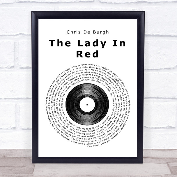 Chris De Burgh The Lady In Red Vinyl Record Song Lyric Quote Print