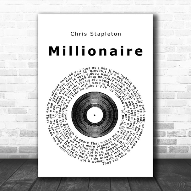 Chris Stapleton Millionaire Vinyl Record Song Lyric Quote Print