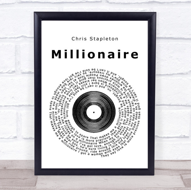 Chris Stapleton Millionaire Vinyl Record Song Lyric Quote Print