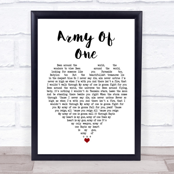 Coldplay Army Of One Heart Song Lyric Quote Print