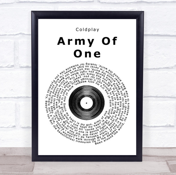 Coldplay Army Of One Vinyl Record Song Lyric Quote Print