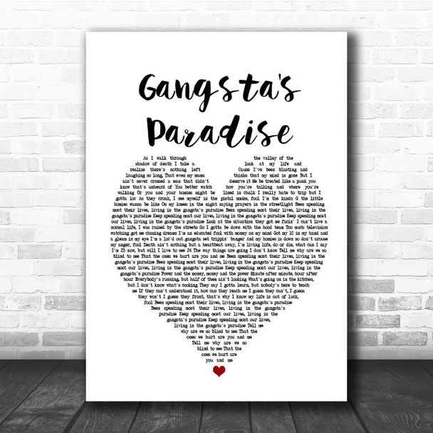 Coolio Gangsta's Paradise Heart Song Lyric Quote Print