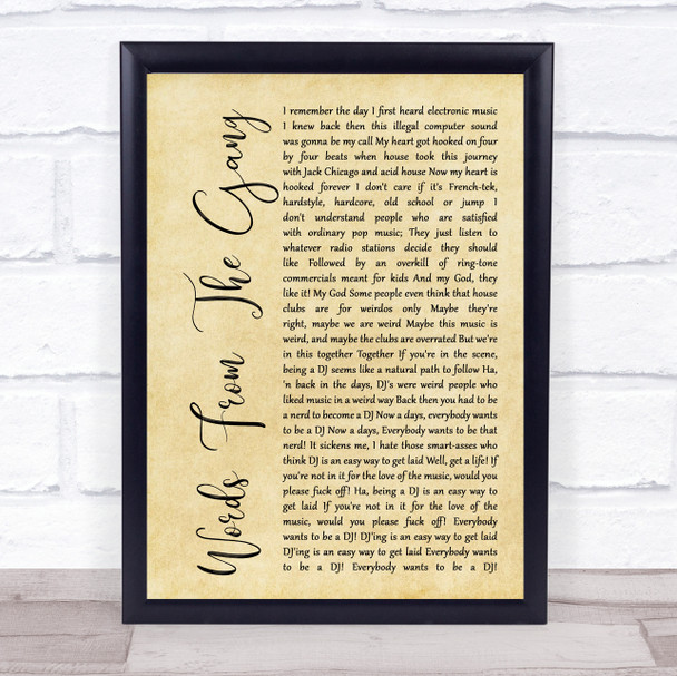 Coone Words From The Gang Rustic Script Song Lyric Quote Print