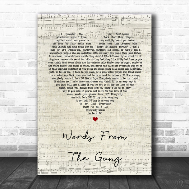 Coone Words From The Gang Script Heart Song Lyric Quote Print