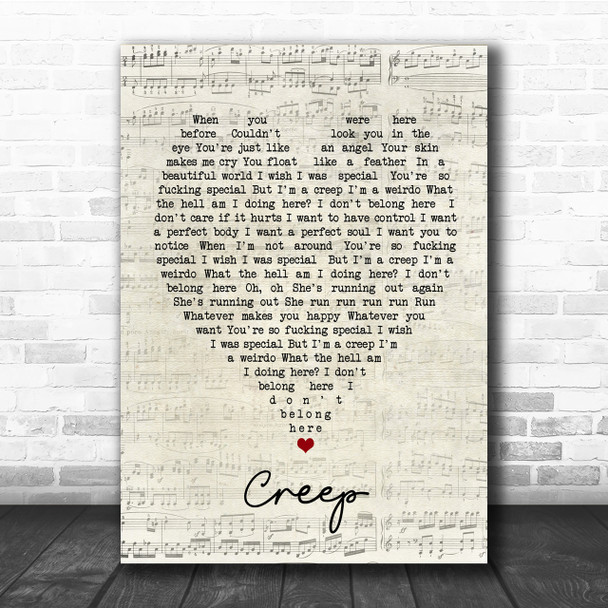 Creep Radiohead Script Heart Quote Song Lyric Print