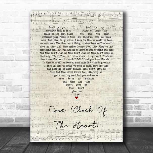 Culture Club Time (Clock Of The Heart) Script Heart Song Lyric Quote Print
