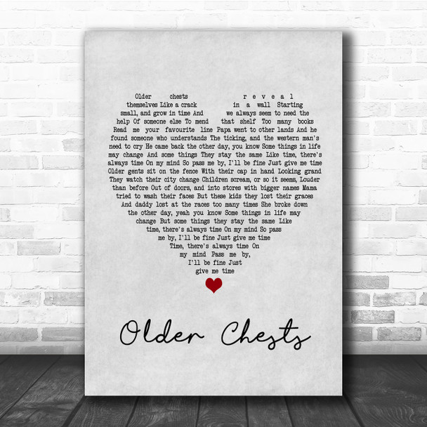 Damien Rice Older Chests Grey Heart Quote Song Lyric Print