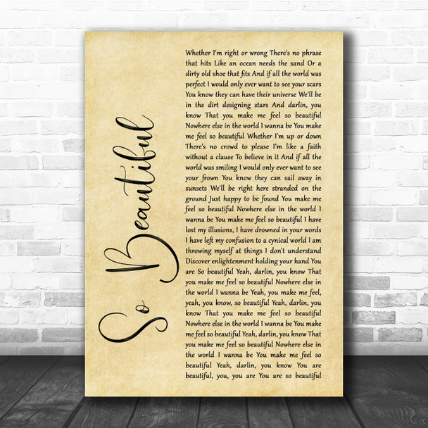 Darren Hayes So Beautiful Rustic Script Song Lyric Quote Print