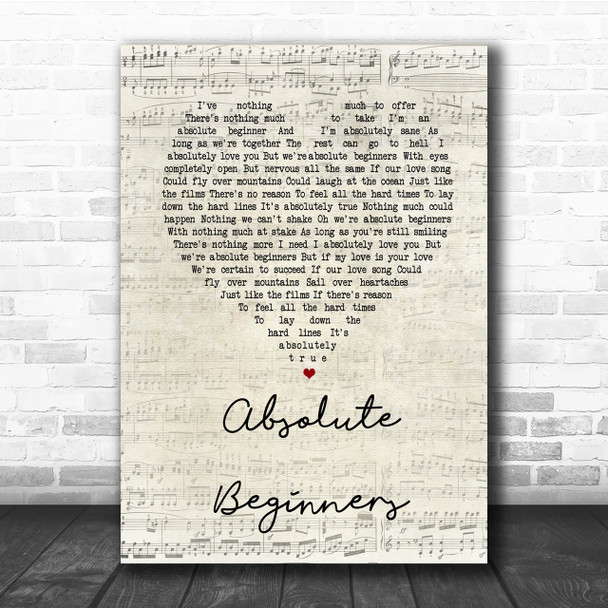 David Bowie Absolute Beginners Script Heart Song Lyric Quote Print