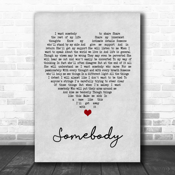 Depeche Mode Somebody Grey Heart Quote Song Lyric Print