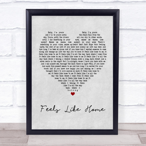 Edwina Hayes Feels Like Home Grey Heart Quote Song Lyric Print