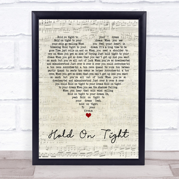 Electric Light Orchestra Hold On Tight Script Heart Quote Song Lyric Print