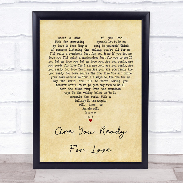 Elton John Are You Ready For Love Vintage Heart Quote Song Lyric Print