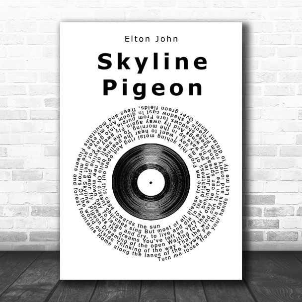 Elton John Skyline Pigeon Vinyl Record Song Lyric Quote Print