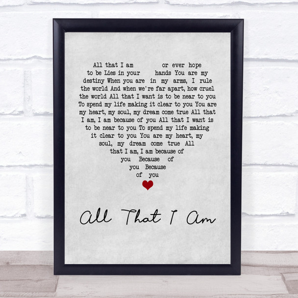 Elvis Presley All That I Am Grey Heart Quote Song Lyric Print Elvis Presley All That I Am Grey Heart Quote Song Lyric Print