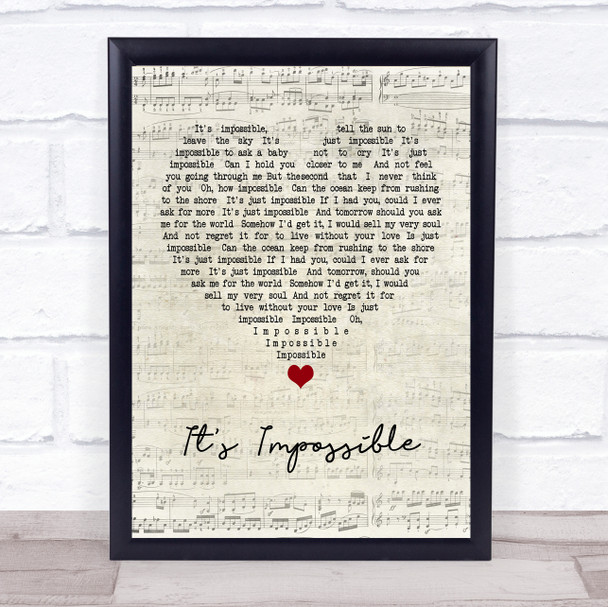 Elvis Presley It's Impossible Script Heart Quote Song Lyric Print