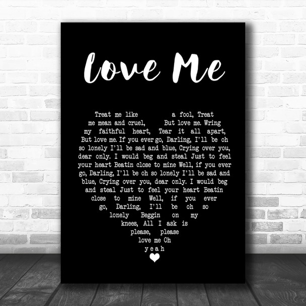 Elvis Presley Love Me Black Heart Song Lyric Quote Print