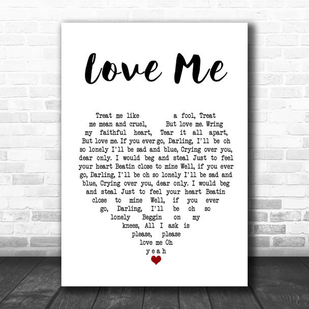 Elvis Presley Love Me Heart Song Lyric Quote Print