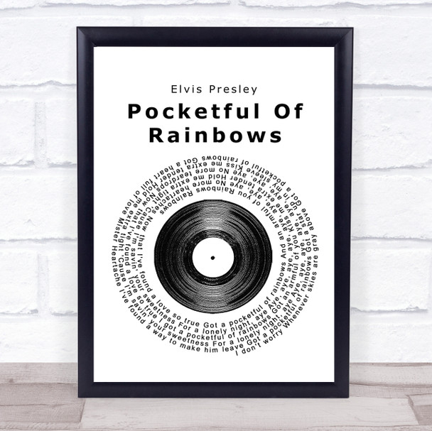 Elvis Presley Pocketful Of Rainbows Vinyl Record Song Lyric Quote Print