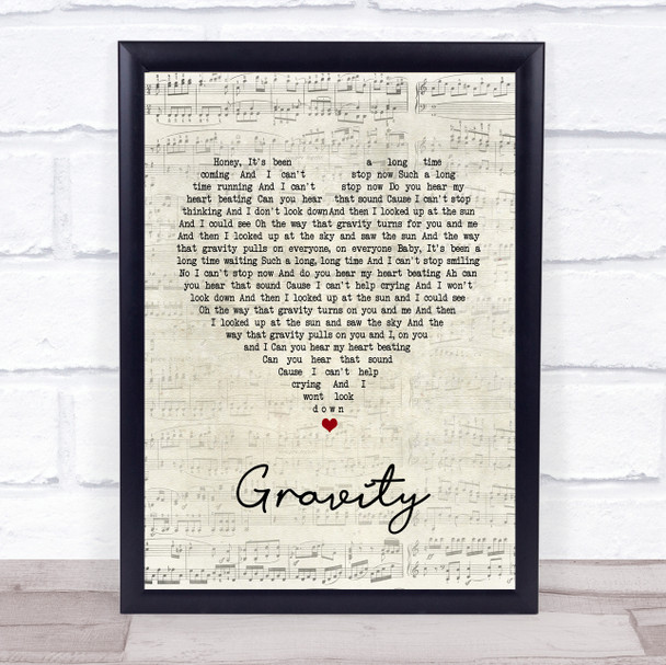 Embrace Gravity Script Heart Song Lyric Quote Print