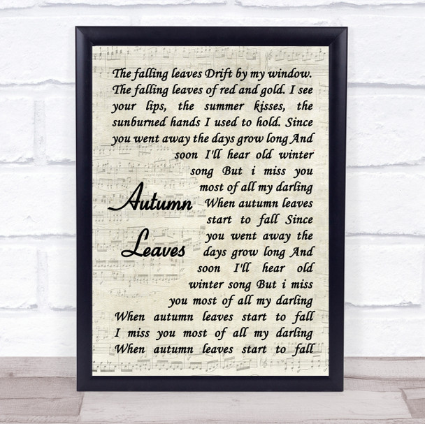 Eva Cassidy Autumn Leaves Song Lyric Vintage Script Quote Print