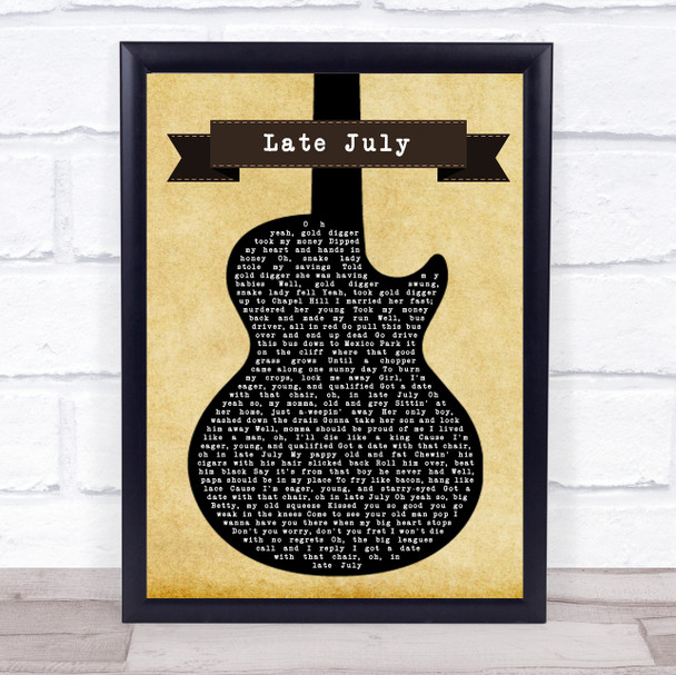 Shakey Graves Late July Black Guitar Song Lyric Music Wall Art Print