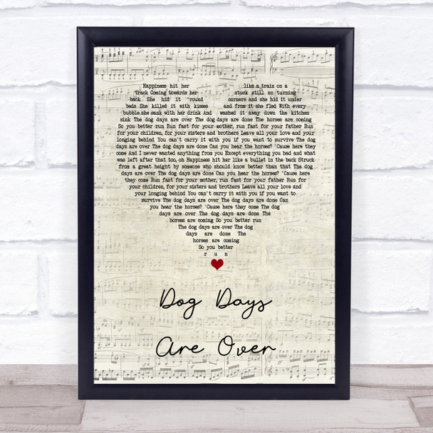 Florence + The Machine Dog Days Are Over Script Heart Song Lyric Quote Print