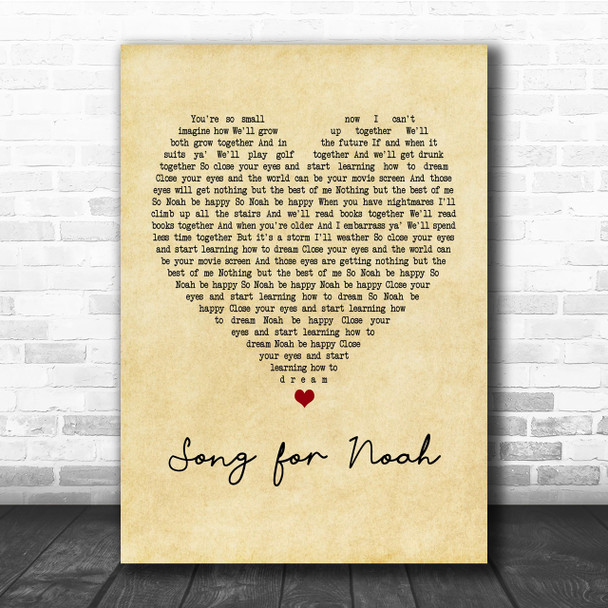 Frank Hamilton Song for Noah Vintage Heart Quote Song Lyric Print