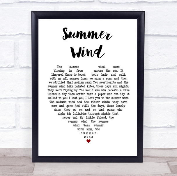 Frank Sinatra Summer Wind Heart Song Lyric Quote Print