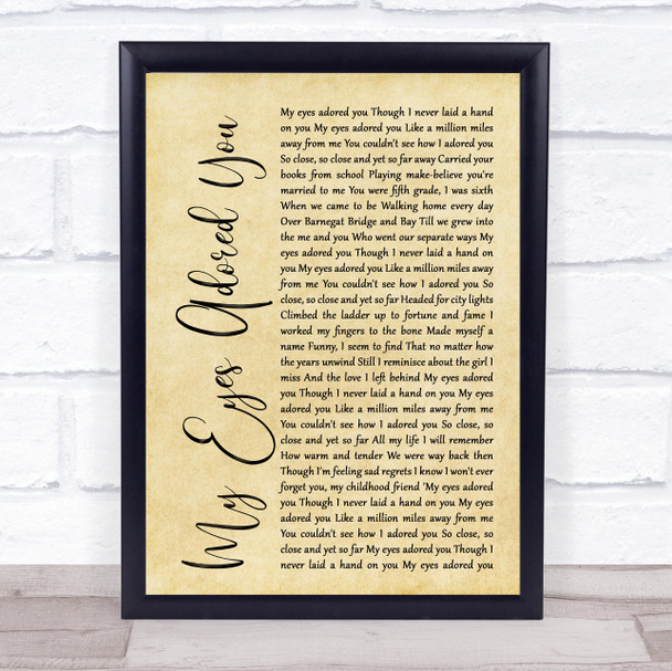 Frankie Valli My Eyes Adored You Rustic Script Song Lyric Quote Print