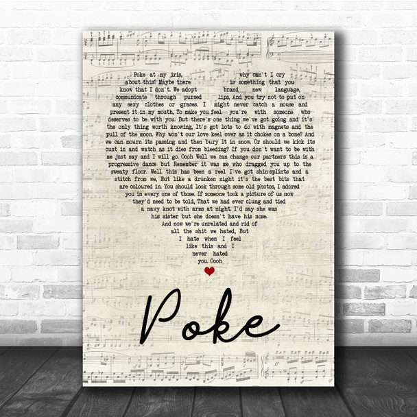 Frightened Rabbit Poke Script Heart Song Lyric Quote Print