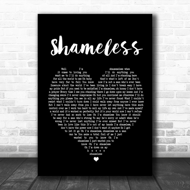 Garth Brooks Shameless Black Heart Song Lyric Quote Print
