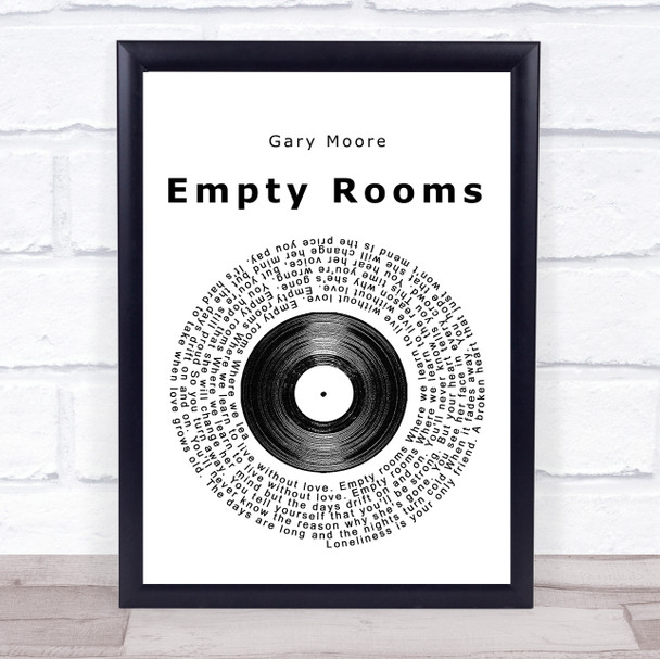 Gary Moore Empty Rooms Vinyl Record Song Lyric Quote Print