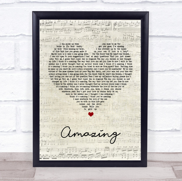 George Michael Amazing Script Heart Song Lyric Quote Print
