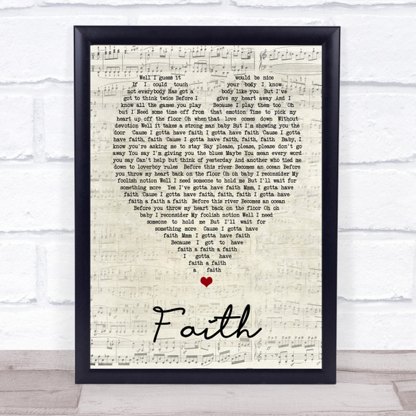 George Michael Faith Script Heart Song Lyric Quote Print