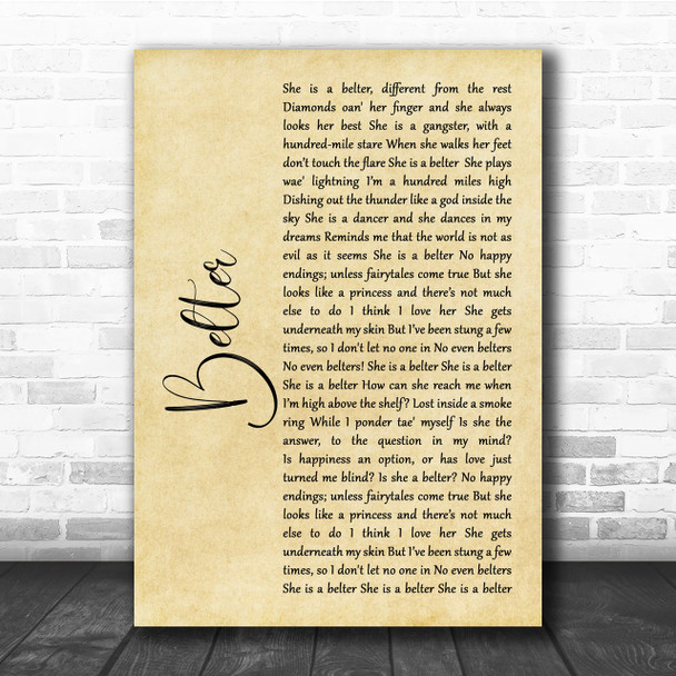 Gerry Cinnamon Belter Rustic Script Song Lyric Quote Print