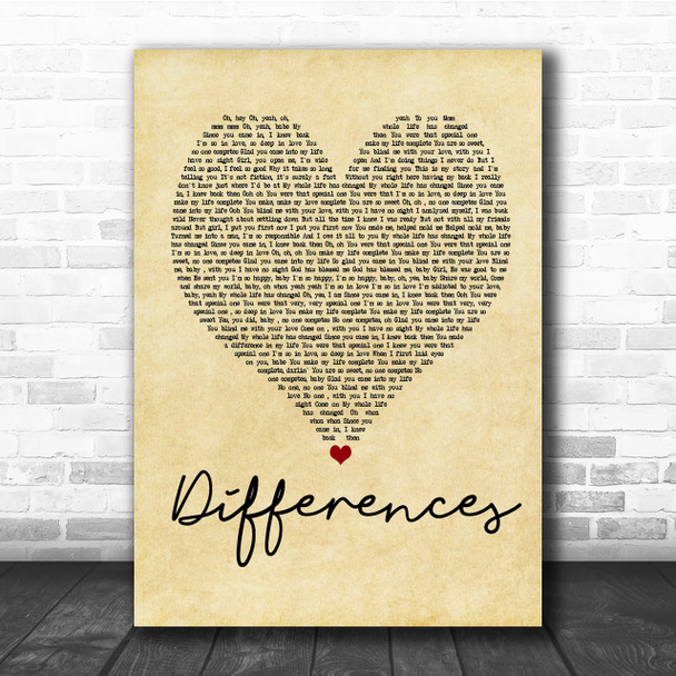 Ginuwine Differences Vintage Heart Quote Song Lyric Print