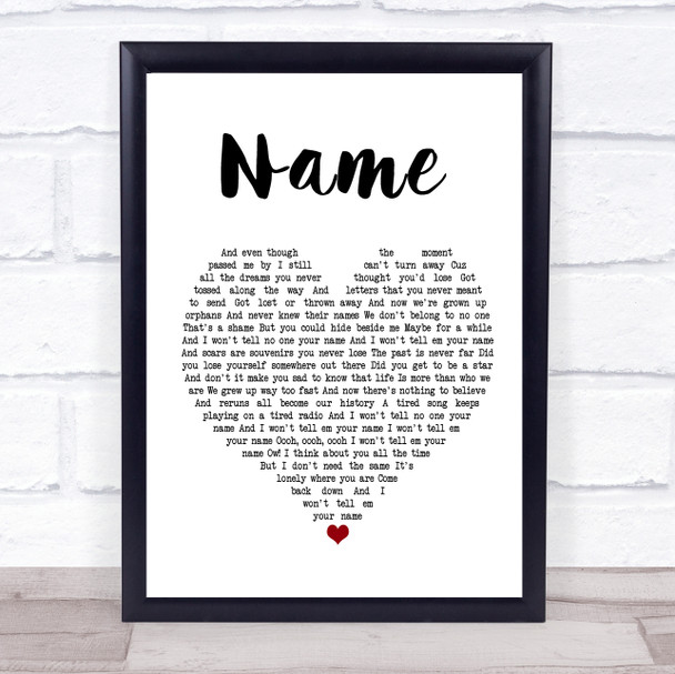 Goo Goo Dolls Name Heart Song Lyric Quote Print