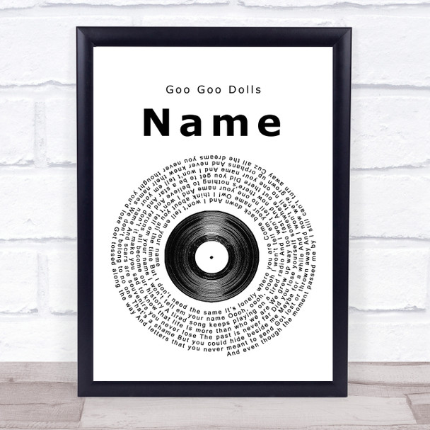 Goo Goo Dolls Name Vinyl Record Song Lyric Quote Print Goo Goo Dolls Name Vinyl Record Song Lyric Quote Print