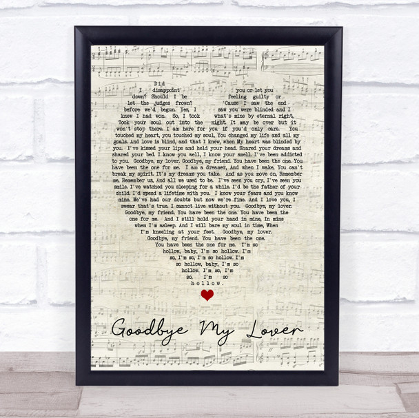 Goodbye My Lover James Blunt Script Heart Quote Song Lyric Print